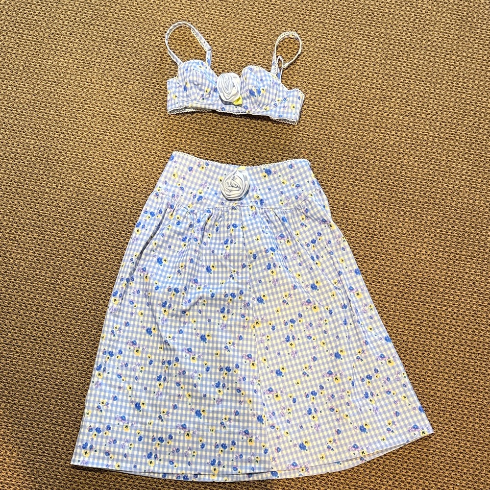 For Love and Lemons Brigitta Floral skirt and top sets size S